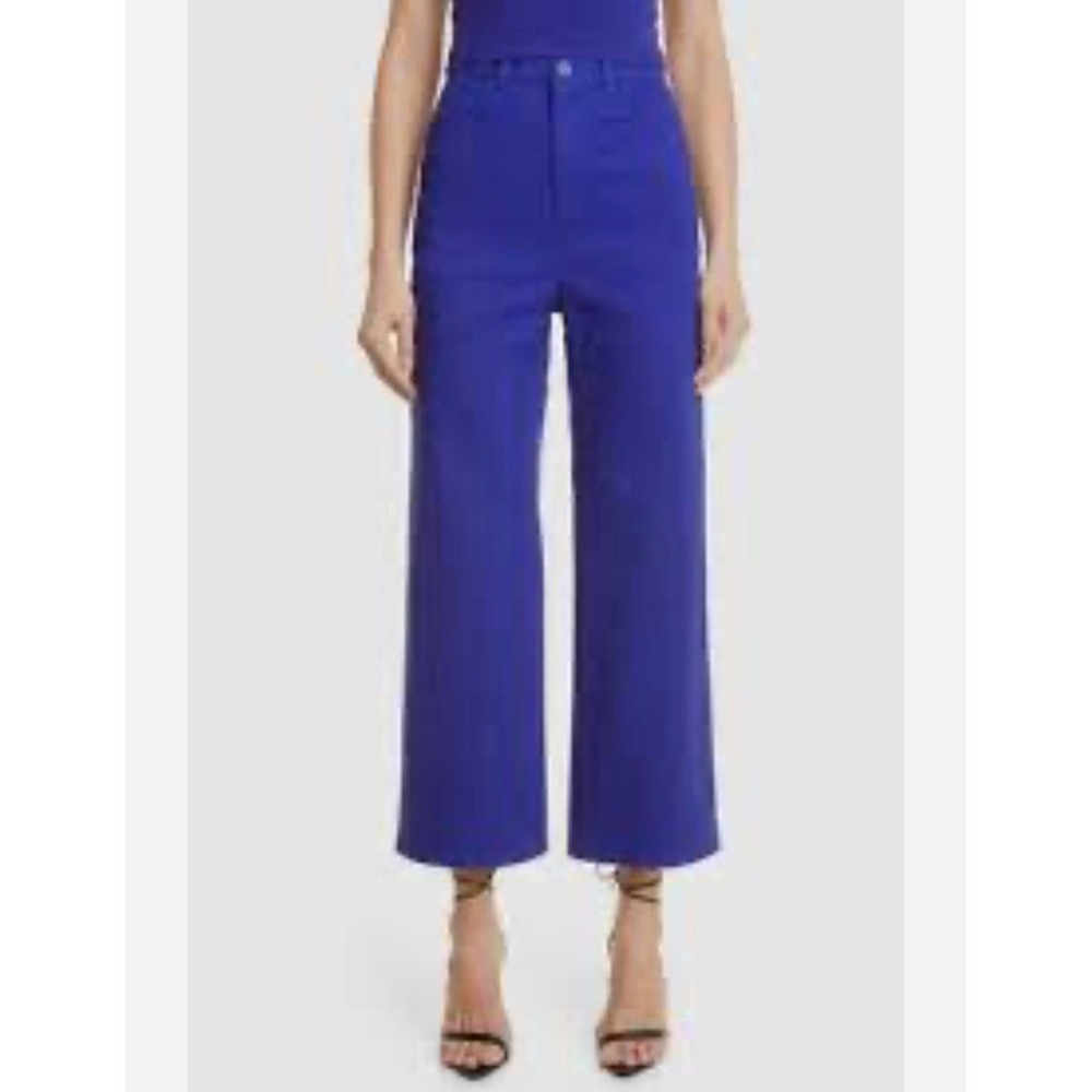 LAPOINTE Indigo Blue High Waisted Wide Leg Cotton Stretch Pants 4 New